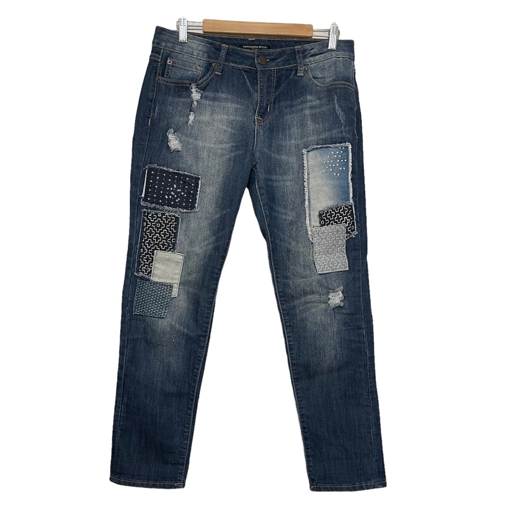 Twenty One Black Patchwork skinny flex jeans, size 9/10R